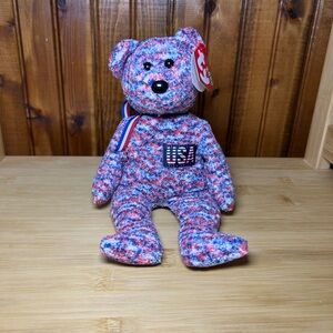 Ty Multicolor USA Bear Plush with Tag Defects!